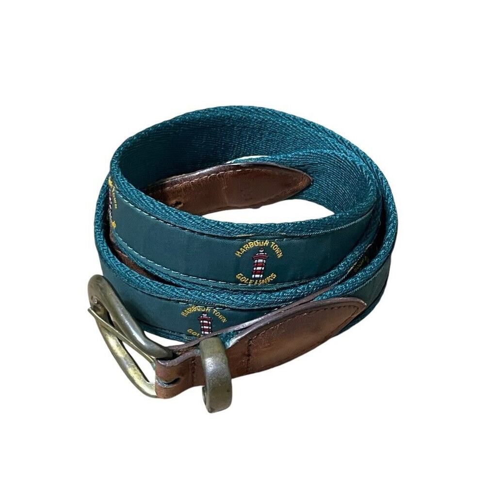 YRI Designs Belt Mens Size 34 Green Harbour Town Golf Links Hilton Needlepoint